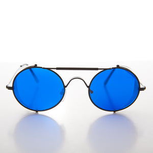 Blue Lens Steampunk Sunglass with Folding Side Shields