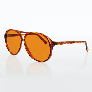 Simple Aviator Sunglass with Amber Lens - Exec