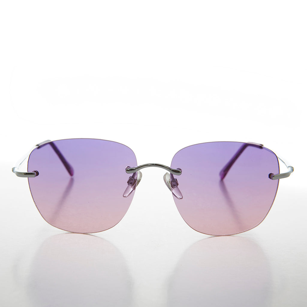 Rimless Ocean Colored Lens Women's Sunglass