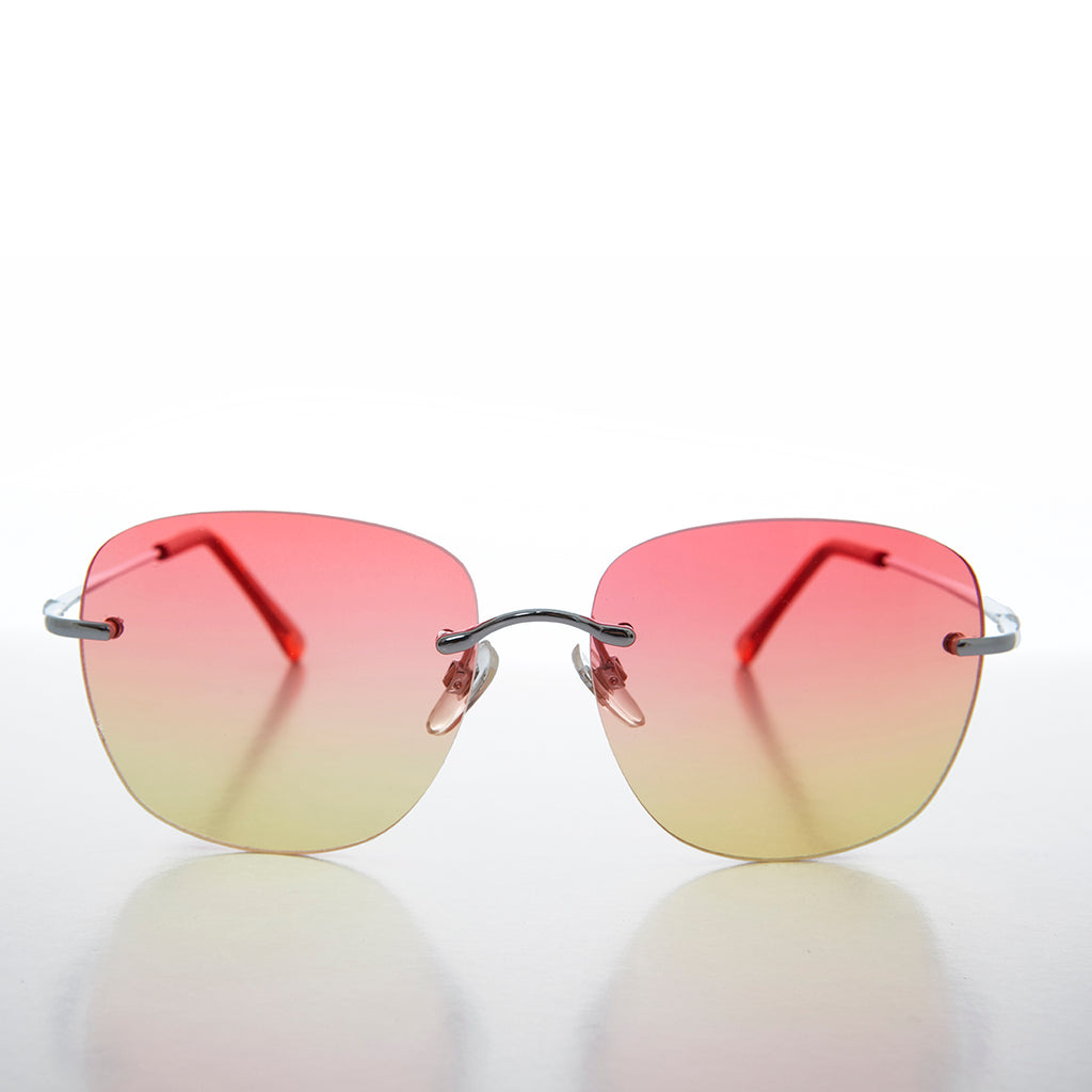 Rimless Ocean Colored Lens Women's Sunglass