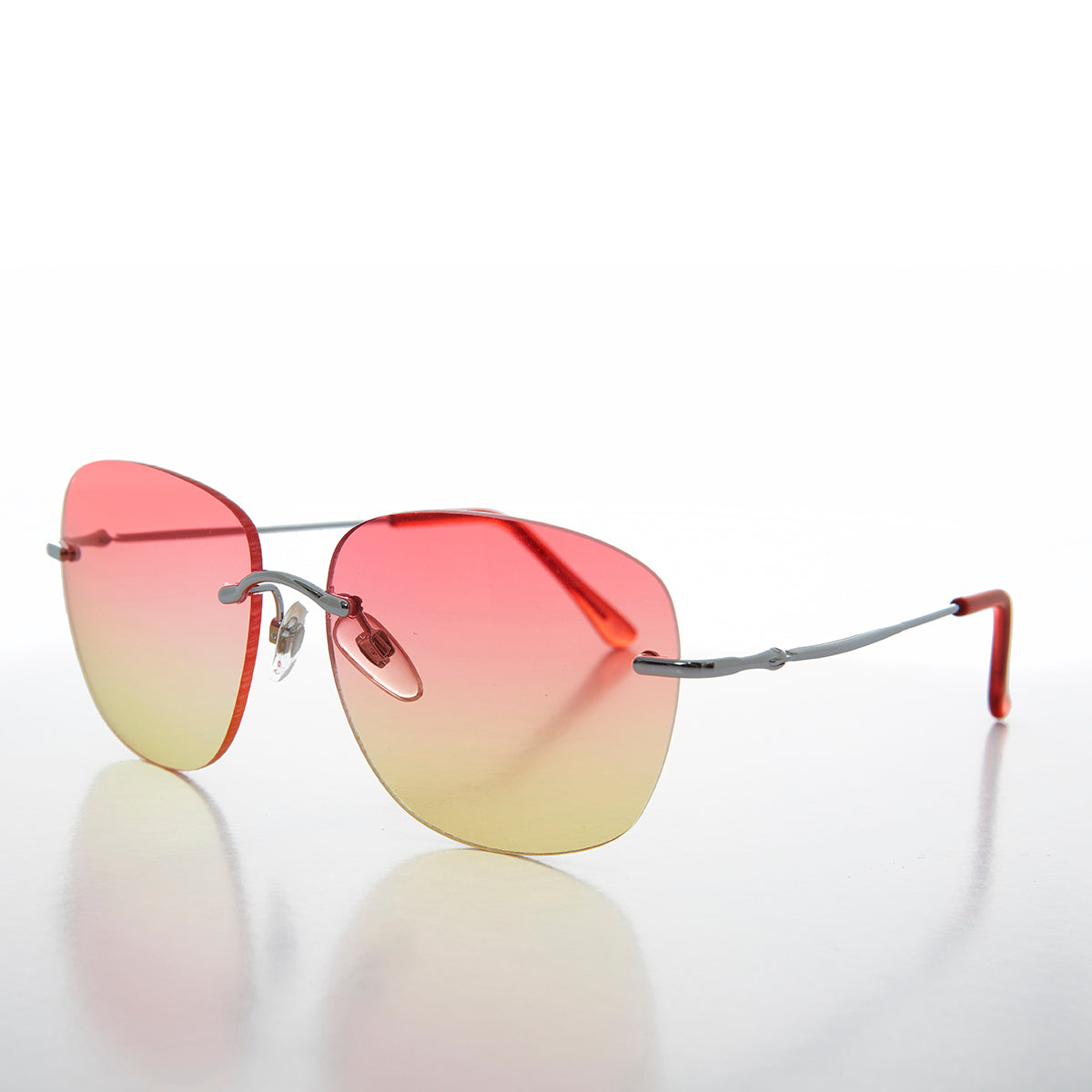 Rimless Ocean Colored Lens Women's Sunglass