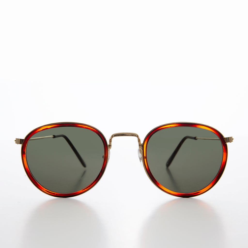 Round Gold Tortoise Rim Sunglass