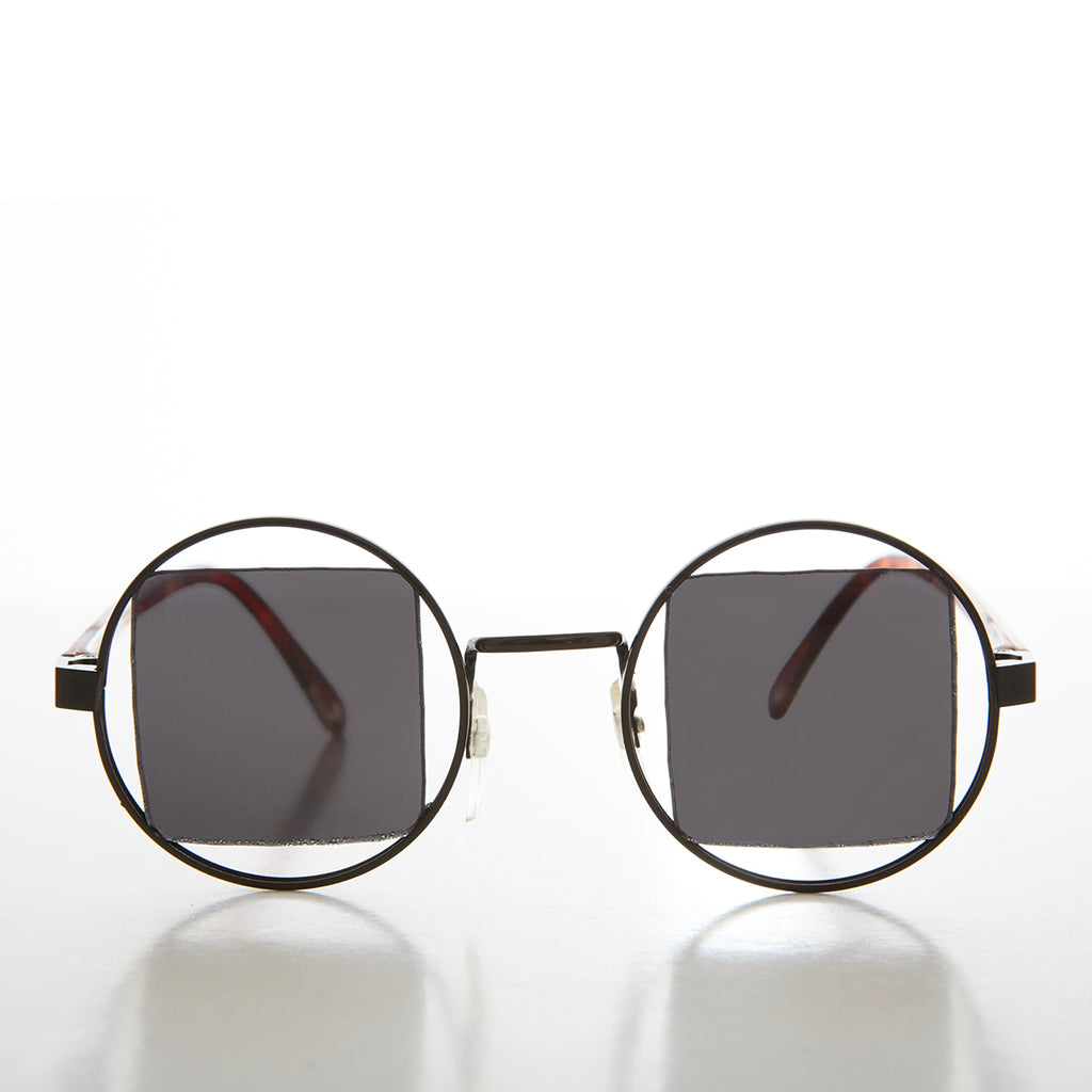 80s Round Frame Sunglass with Square Lens