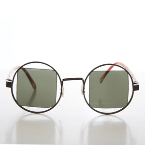 80s Round Frame Sunglass with Square Lens