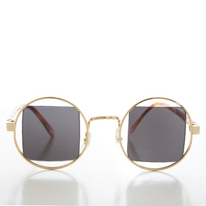 80s Round Frame Sunglass with Square Lens