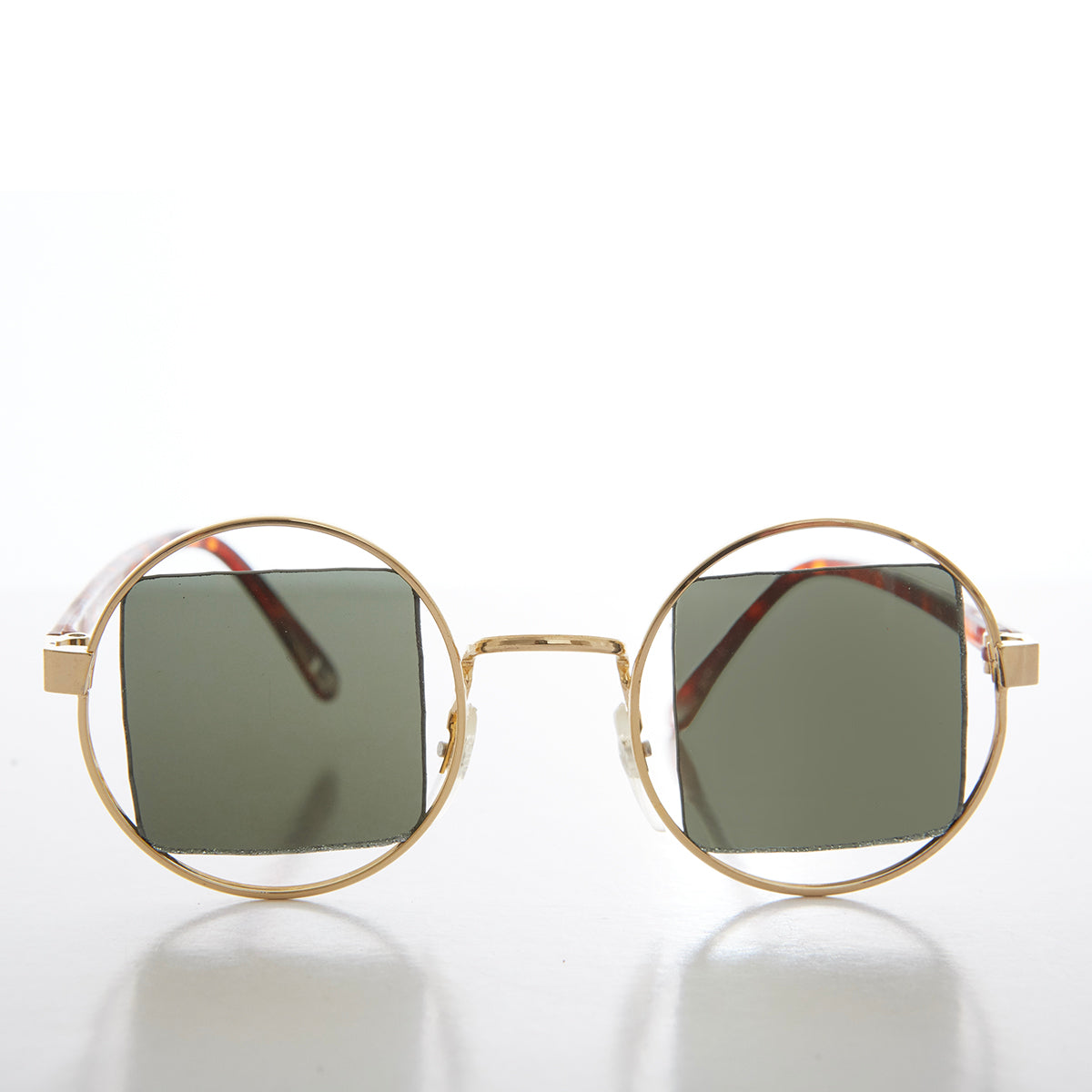 80s Round Frame Sunglass with Square Lens