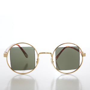 80s Round Frame Sunglass with Square Lens