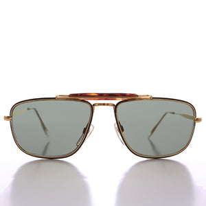 80s Rectangular Gold Pilot Sunglasses