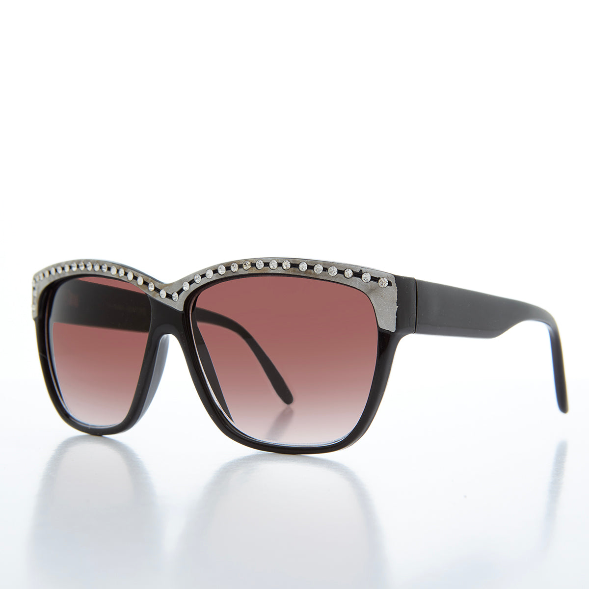 Rhinestone Black Frame Sunglasses - Kristel