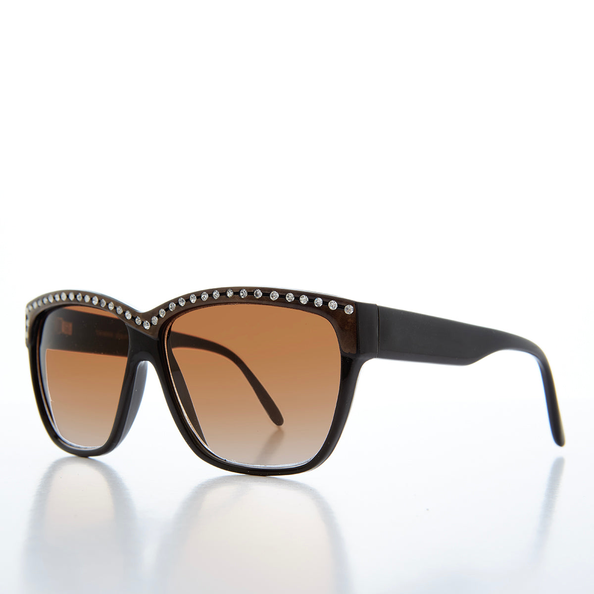 Rhinestone Black Frame Sunglasses - Kristel