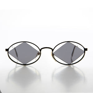 Diamond Floating Lens Oval Vintage Sunglass