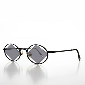 Diamond Floating Lens Oval Vintage Sunglass