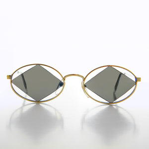 Diamond Floating Lens Oval Vintage Sunglass