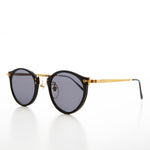 Load image into Gallery viewer, Round Black Vintage Sunglasses with Gold Accent - Sundae
