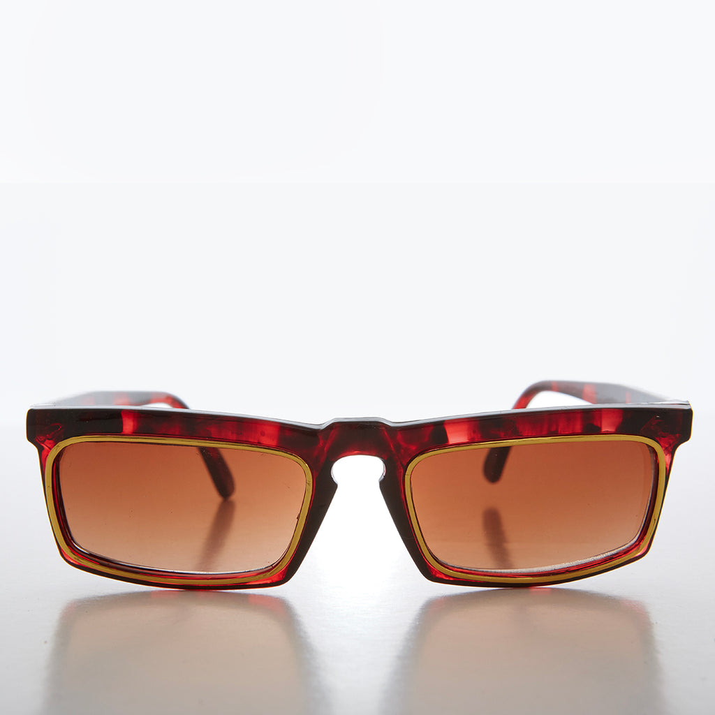 Rectangular 90s Sunglass with Gold Rim 