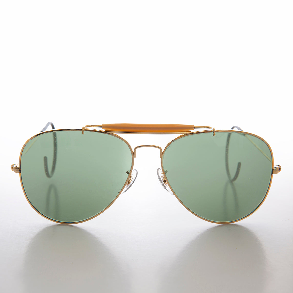 Sunglass Museum Vintage Aviator Sunglass with Cable Temples and Glass Lens Wolfman 58mm Gold Frame Black Temples