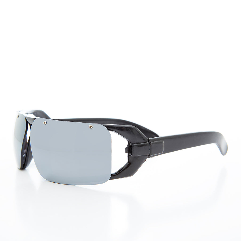 wrap sunglasses with black frame