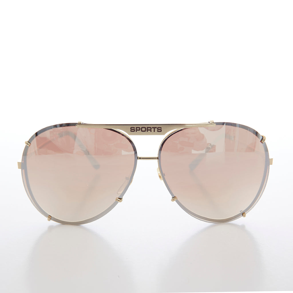 Rimless Aviator Vintage Sunglass with Mirror Lens