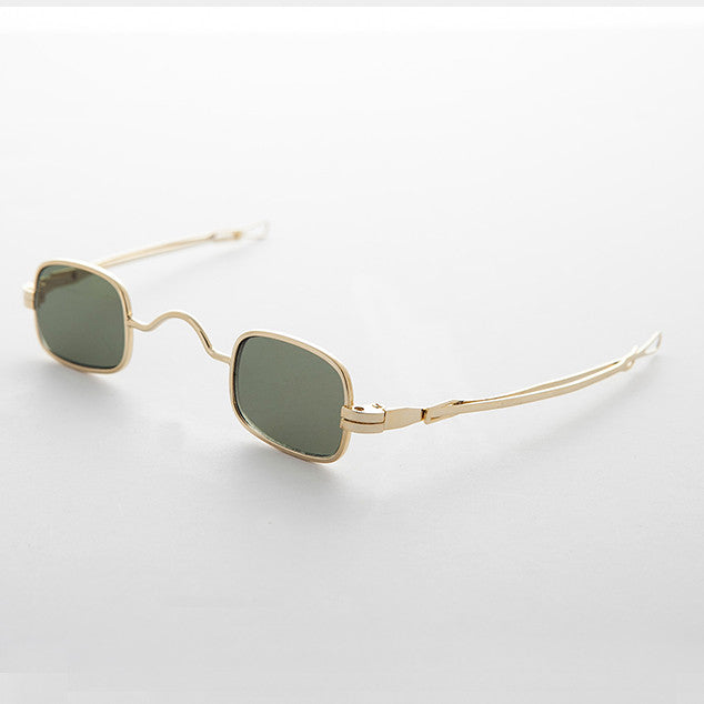 small square sunglasses retro Victorian spectacles with adjustable temples  gold frame