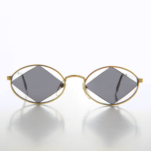 Diamond Floating Lens Oval Vintage Sunglass