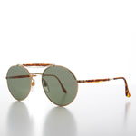 Load image into Gallery viewer, Round Gold Aviator with Tortoiseshell Brow Bar and Temples
