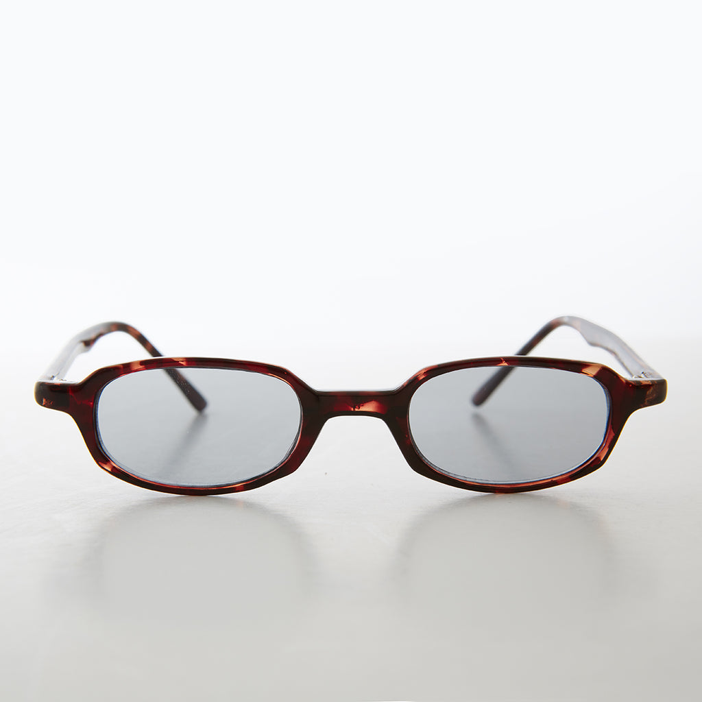 Micro Rectangle Tortoiseshell Sunglasses with Tinted Lenses 