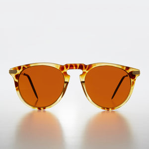 Round Amber Tinted Blue Blocker Lens Vintage Sunglass 